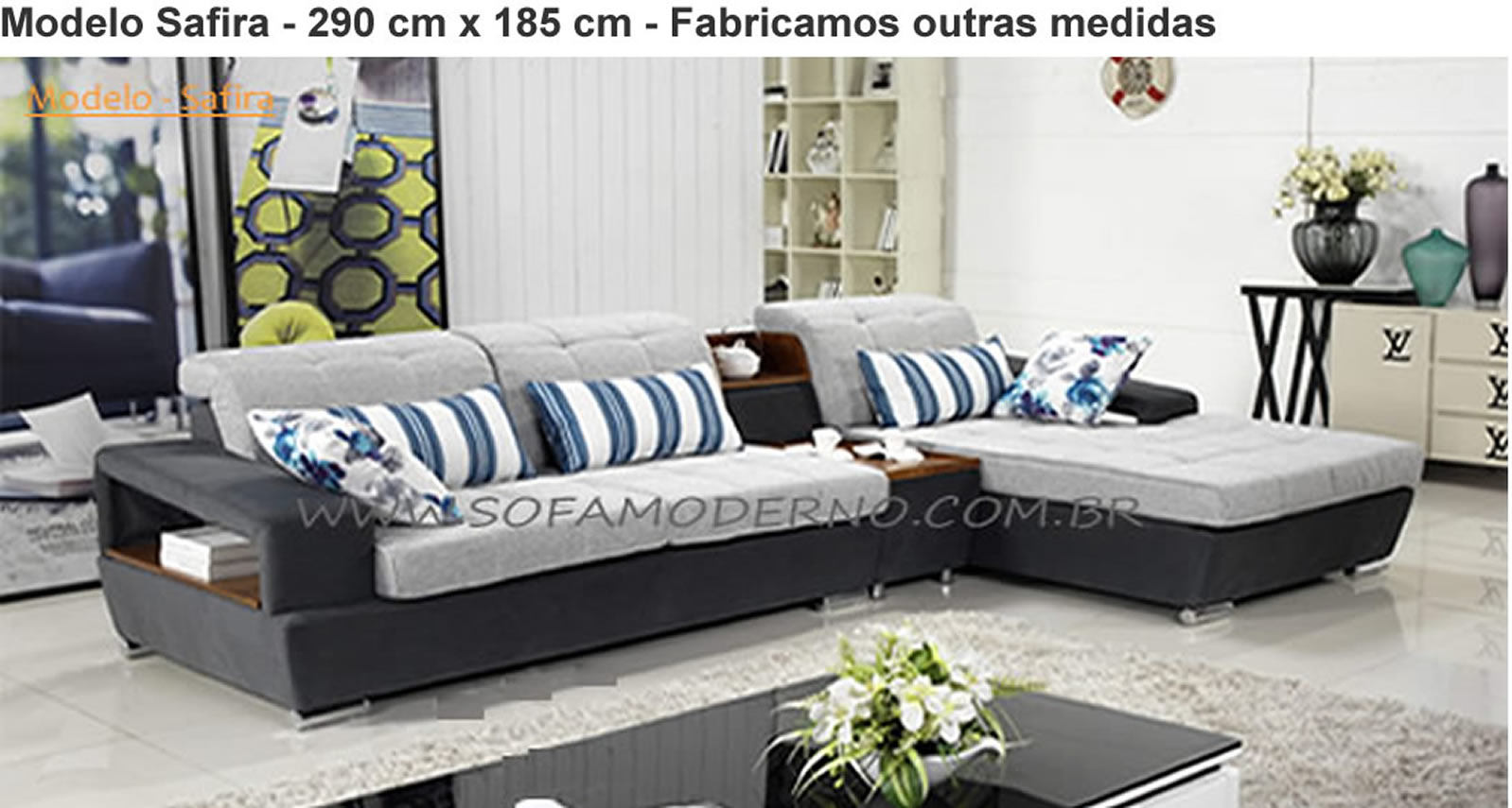 sofa com chaise - 6 lugares - 45 modelos de estofados com chaise |  sofamoderno.com.br